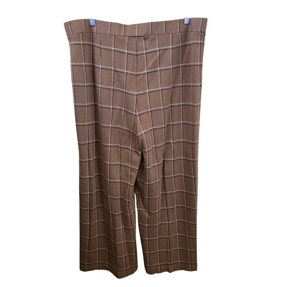 J. Jill Ponte Full Leg Cropped Plaid Pants Tan Pull On Size L - Picture 3 of 6
